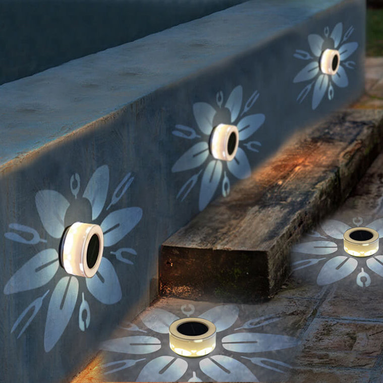Lámpara Aplique de Pared Exterior LED Solar Redonda Impermeable de Acrílico Minimalista Moderna 