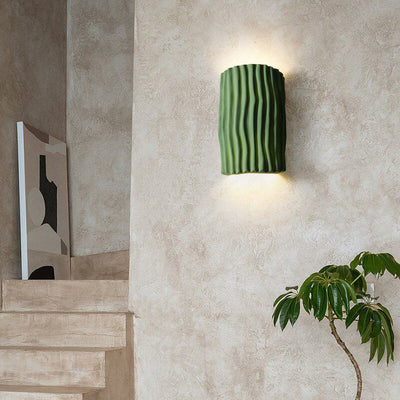 Contemporary Nordic Wavy Textured Resin Semicircle 2-Light Wall Sconce Lamp For Living Room