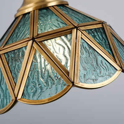 Japanese Vintage Water Pattern Glass Cone 1-Light Pendant Light