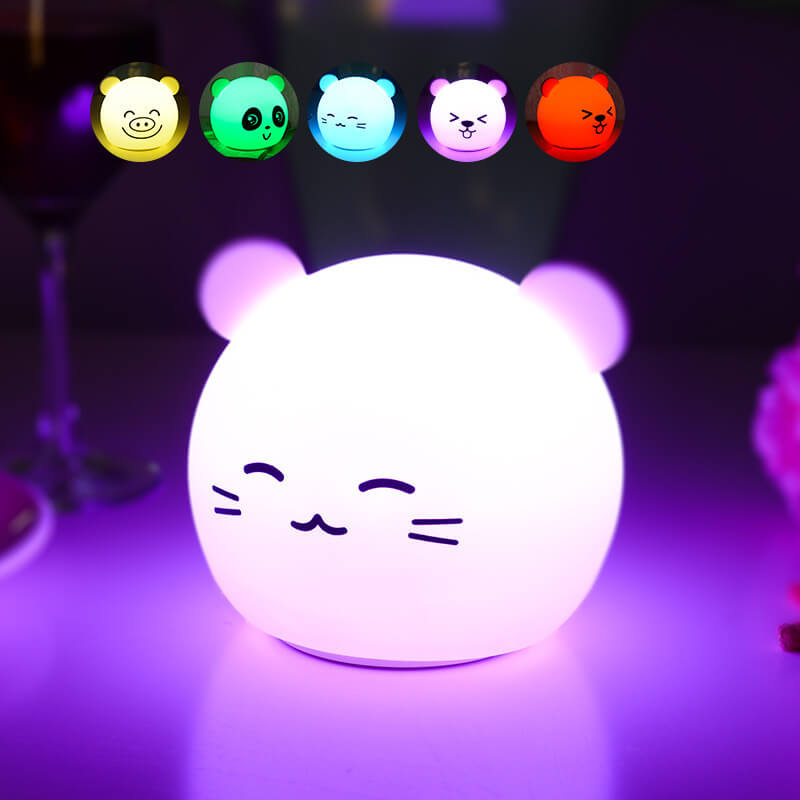 Lampe de table LED en silicone colorée avec animal de dessin animé 