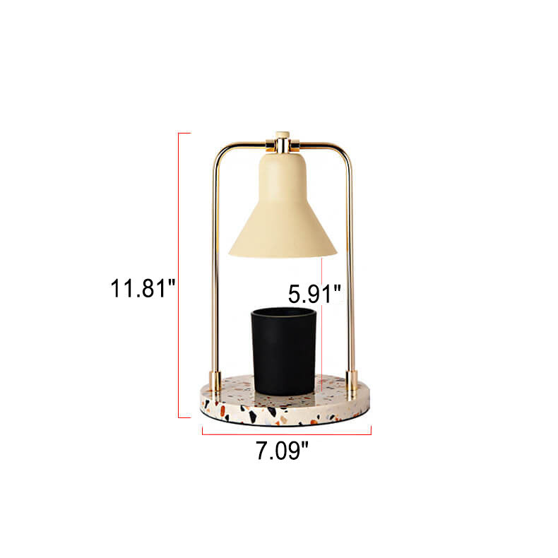 Moderne milchgelbe Kegelschirm-Marmor-2-Licht-Tischlampe mit schmelzendem Wachs