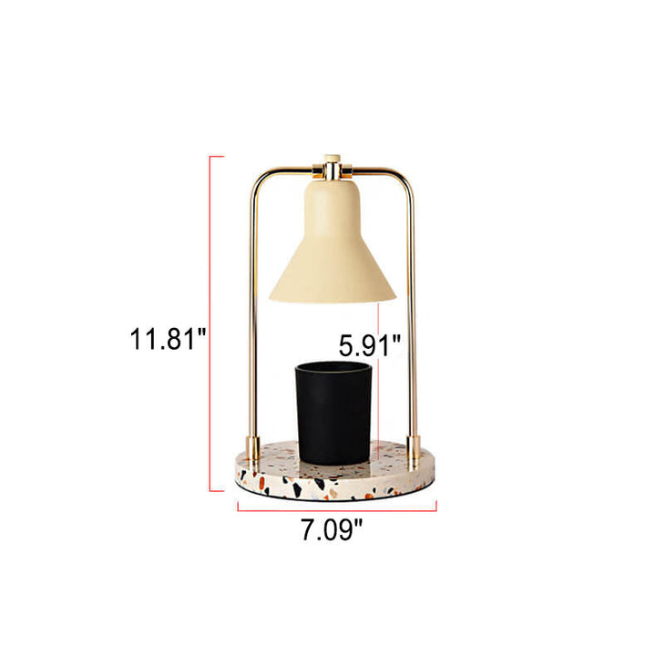 Moderne milchgelbe Kegelschirm-Marmor-2-Licht-Tischlampe mit schmelzendem Wachs