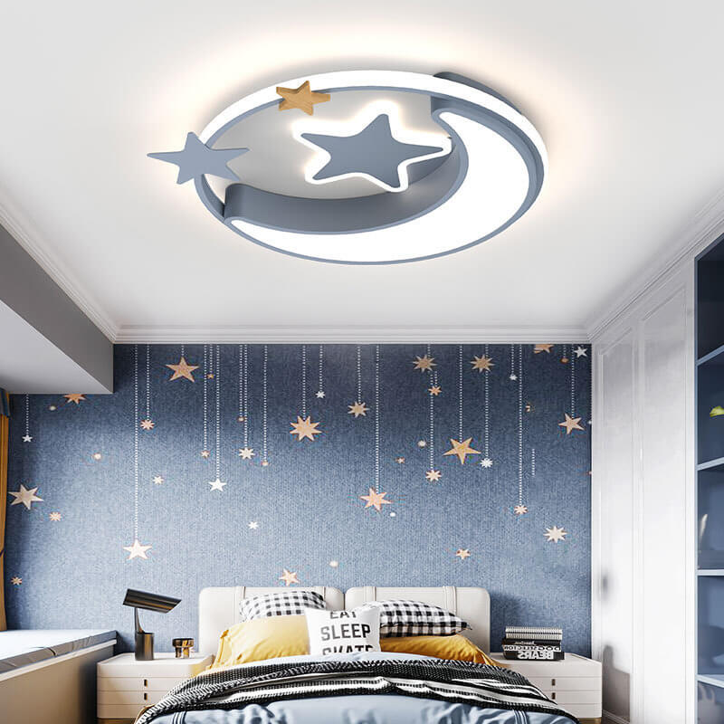 Creative Simplicity Star Moon Round LED Kids Flush Mount Ceiling Light