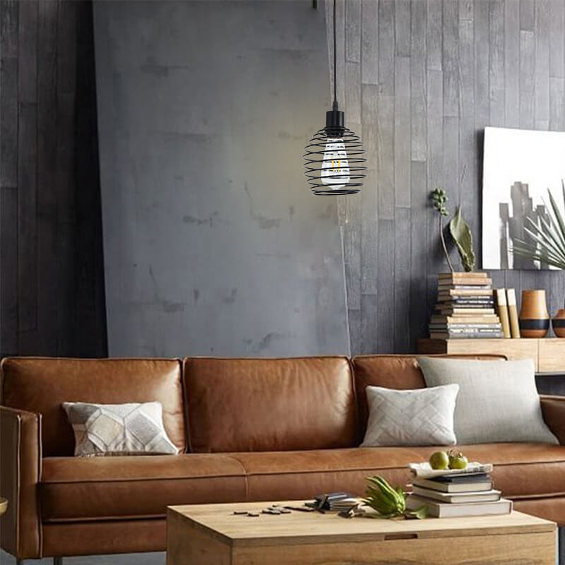 Modern Minimalist Oval Pure Black Iron 1-Light Pendant Light