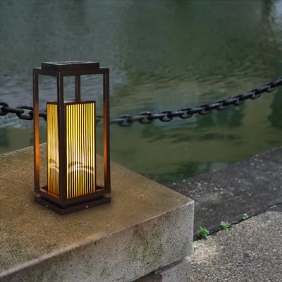 Modern Chinese Square Cage Outdoor Waterproof 1-Light Lawn Path Light