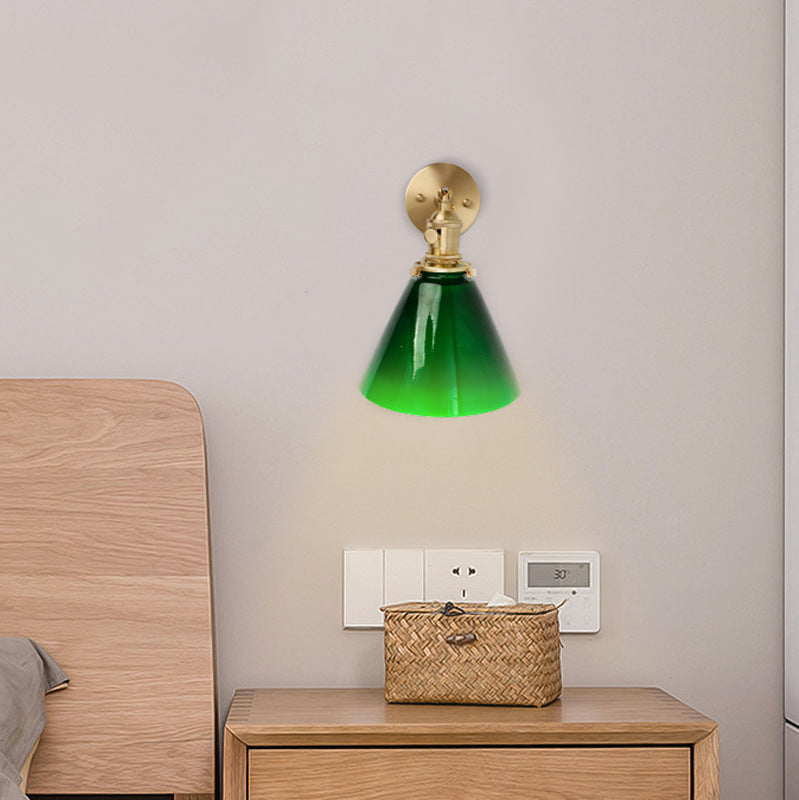 Japanische Retro Green Cone Copper 1-Light Wandleuchte