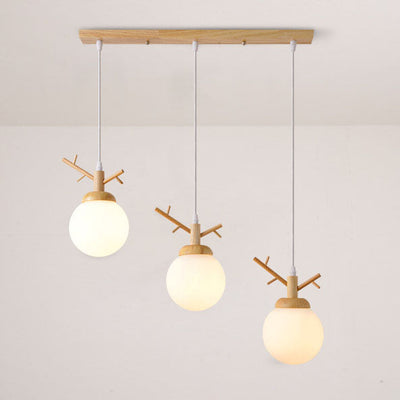 Lustre contemporain scandinave en forme de branche d'arbre avec bûches en verre 1/3 lumières pour salle à manger 