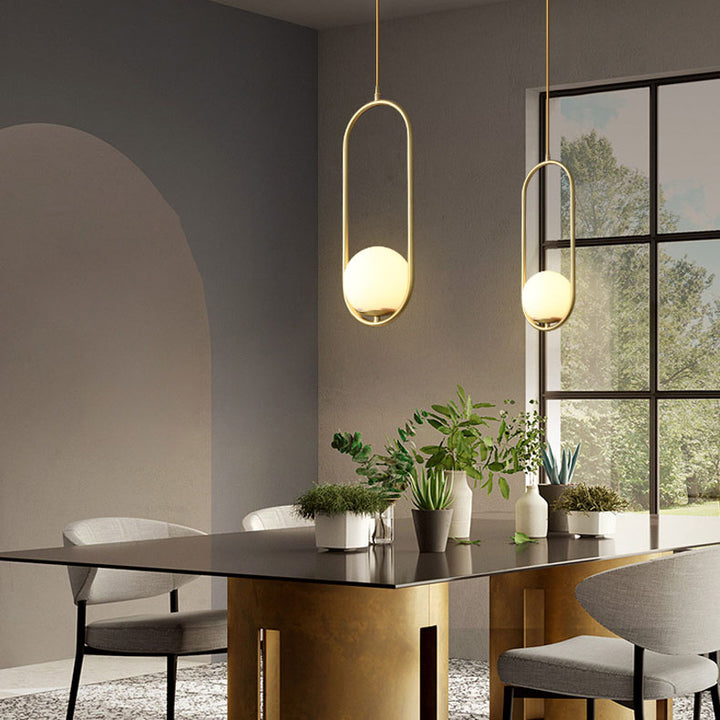 Modern Light Luxury Minimalist Oval Glass Orb 1/2-Light Pendelleuchte 