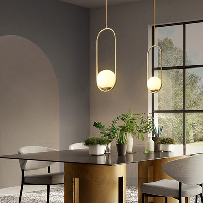 Modern Light Luxury Minimalist Oval Glass Orb 1/2-Light Pendant Light