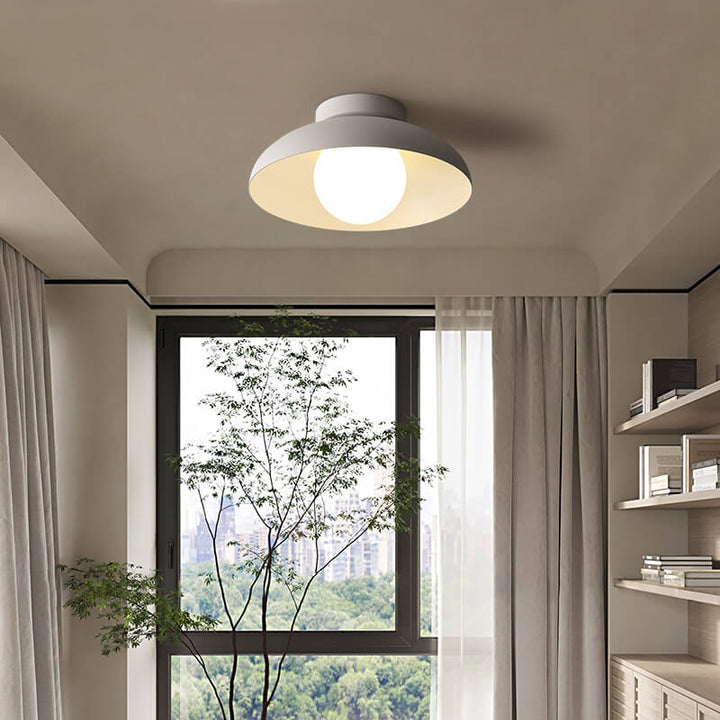 Zeitgenössische nordische Wabi-Sabi Halbdeckenleuchte aus Eisen und Glas mit 1 Flamme für das Wohnzimmer 