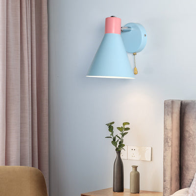 Nordic Simple Blue Cone Shade 1-Licht-Lesewandleuchte