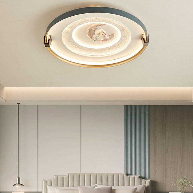 Nordic Minimalist Astronaut Round Square Geometry LED Flush Mount Ceiling Light