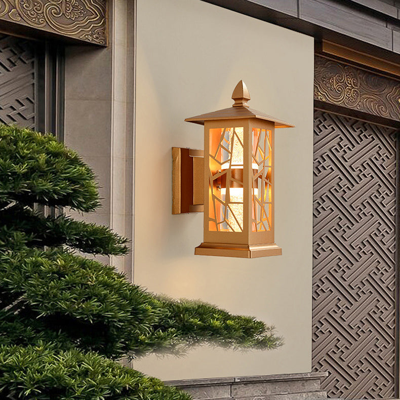 Traditional Chinese Zinc Alloy House Pagoda LED Waterproof Wall Sconce Lamp For Outdoor Patio