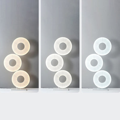 Contemporary Nordic Pleated Fabric Circle Ring Shade Iron Base LED Standing Floor Lamp For Living Room