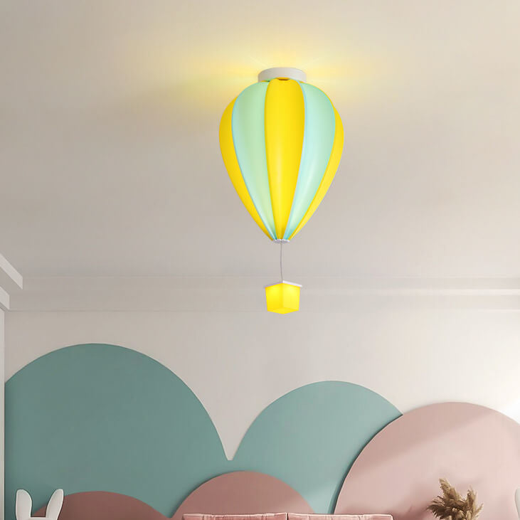 Cartoon Creative PE Hot Air Balloon LED Semi-Flush Mount Ceiling Light