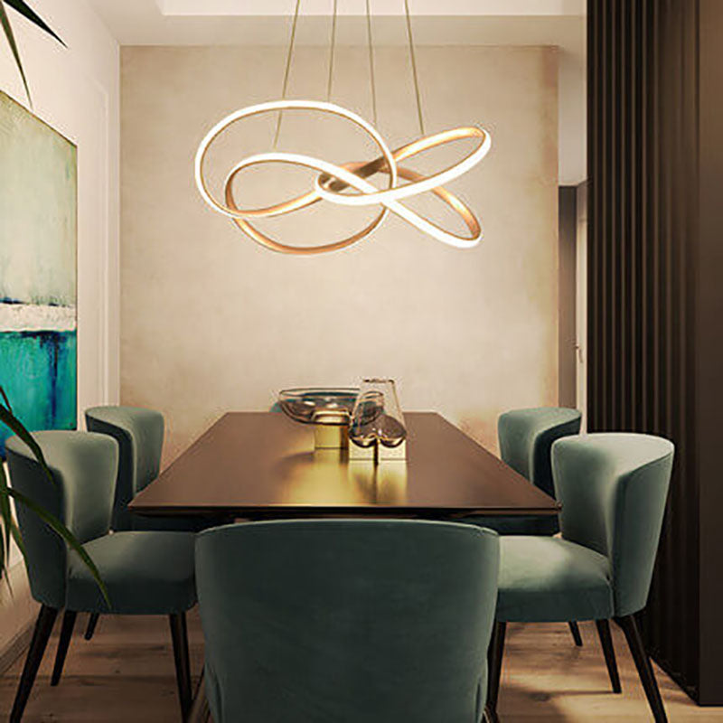 ثريا LED من الألومنيوم والأكريليك بتصميم حلقة فنية نوردية 