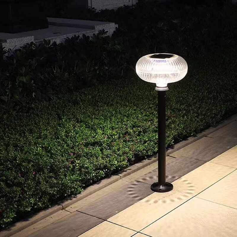 Luz exterior LED de cilindro solar ovalado de aluminio y PC de simplicidad moderna para jardín 