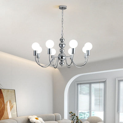 French Modern Minimalist Round Ball Iron Glass 3/5/8 Light Chandelier