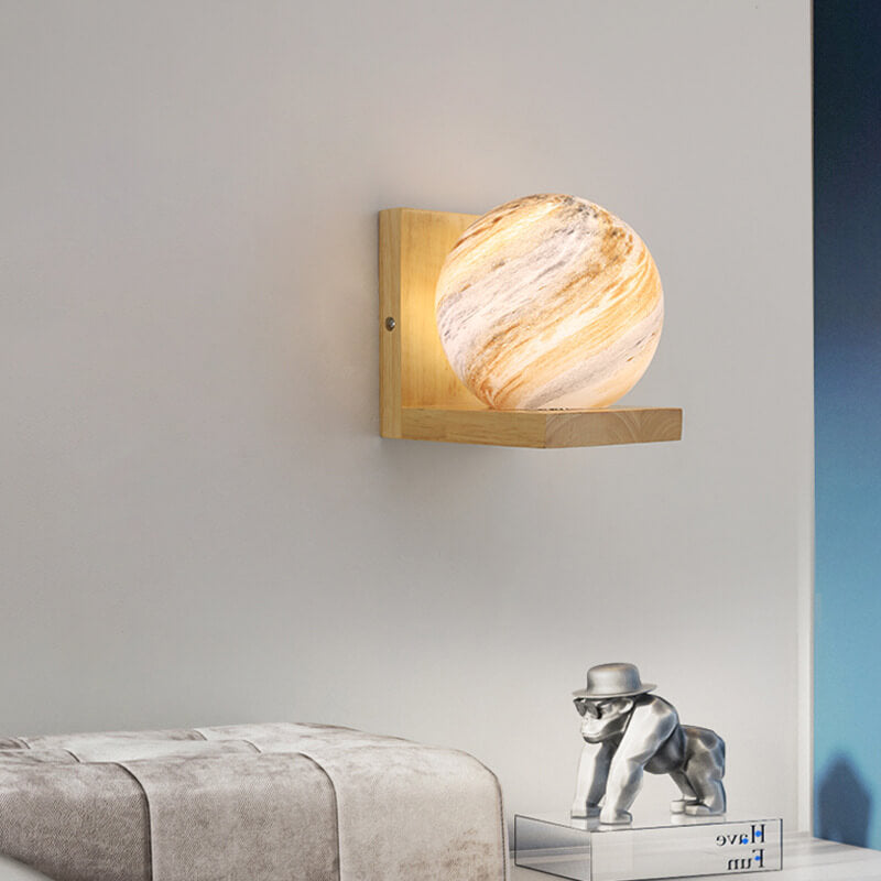 Applique Murale en Verre et Bois Nordic Creative Planet à 1 Lumière 