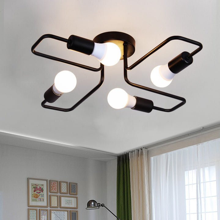 Industrial Retro Wrought Iron Elbow Flush Mount Ceiling Light