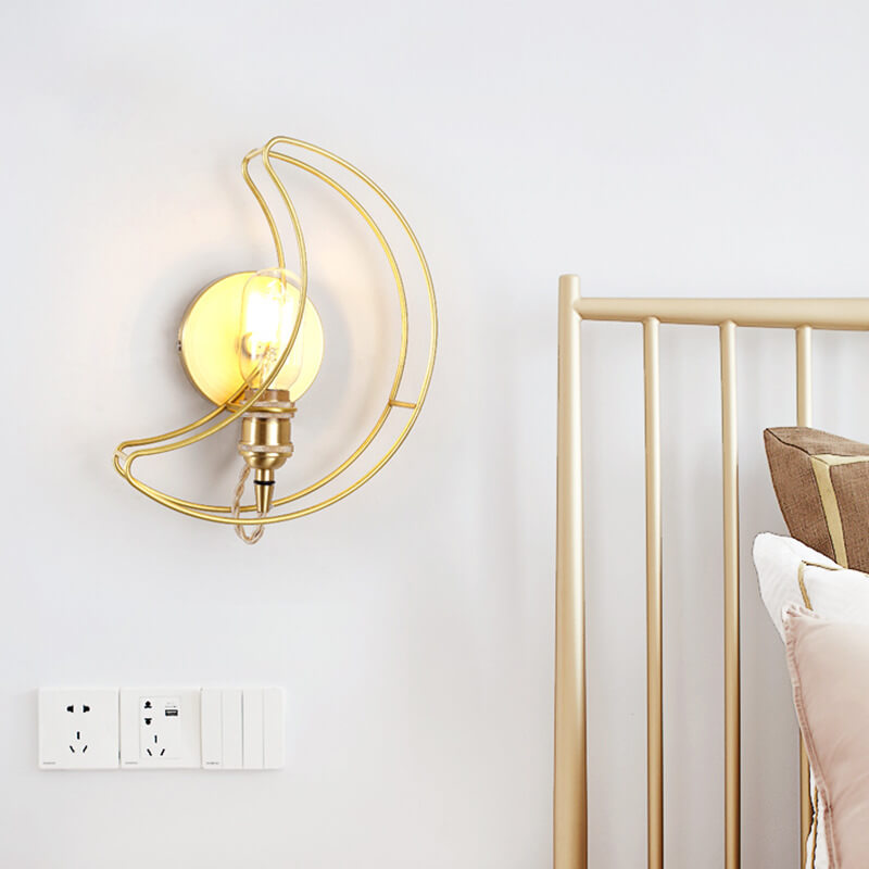 Nordic Creative Golden Moon Iron 1-Light Wall Sconce Lamp