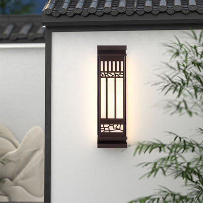 Outdoor Modern Chinese Imitation Marble Rectangular LED Wall Sconce Lamp