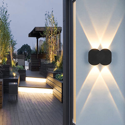 Modern Outdoor Round Geometric Up and Down Luminous Waterproof LED Wall Sconce Lamp