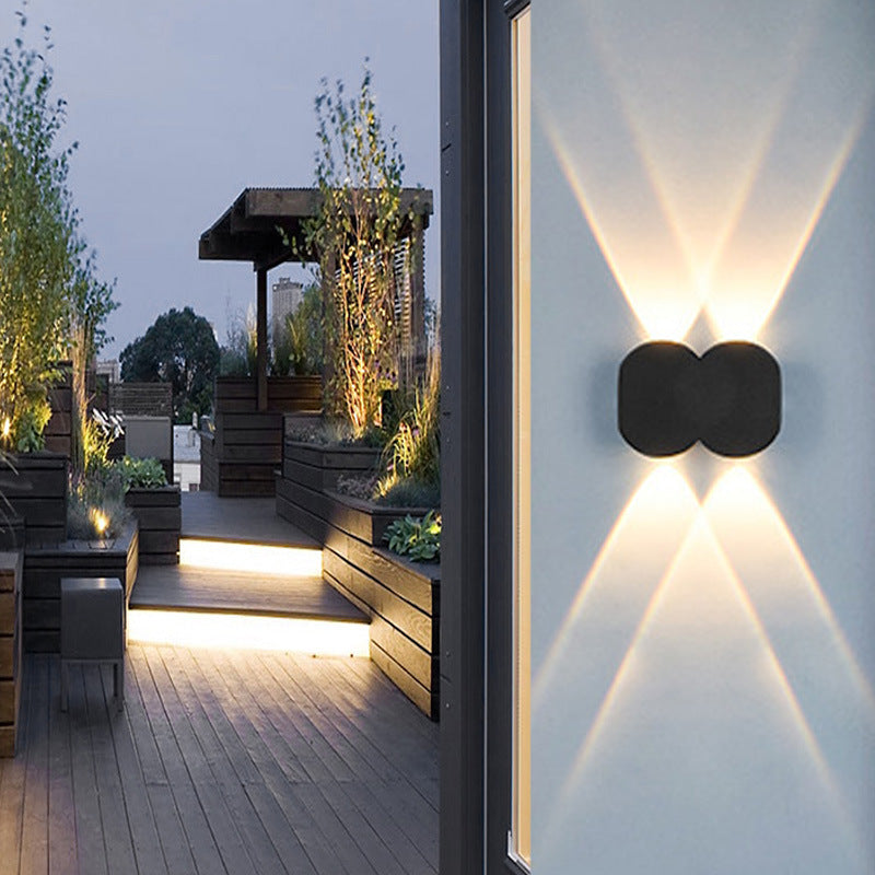 Modern Outdoor Round Geometric Up and Down Luminous Waterproof LED Wall Sconce Lamp