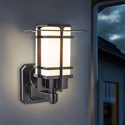 Lampe d'applique murale de patio à 1 lumière à colonne géométrique imperméable d'extérieur moderne 