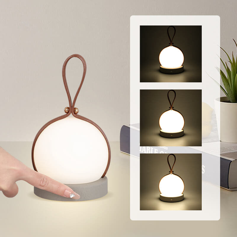 Simple Spherical Faux Leather Portable LED USB Night Light Table Lamp