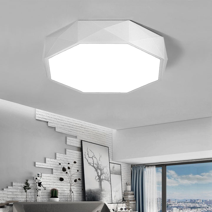 Modern Minimalist Rhombus Geometry Acrylic Iron LED Flush Mount Ceiling Light for Living Room