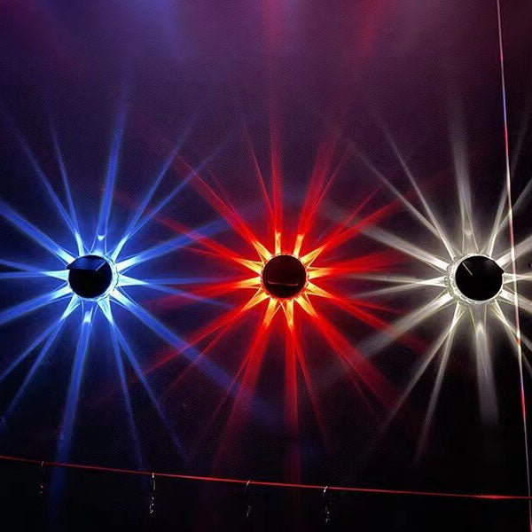 مصباح شمسي خارجي بتصميم بتلات دائري ABS LED مقاوم للماء لجدار السياج 