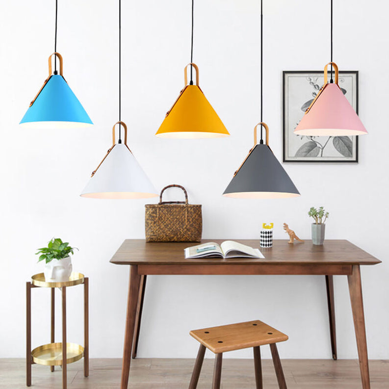 Nordic Minimalist Macaron Color Cone 1-Light Pendant Light