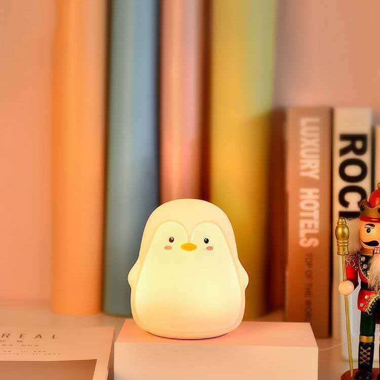 Cartoon Penguin Silicone USB LED Kids Night Light Table Lamp