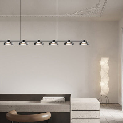 Nordic Minimalist Einfarbig Schwarz Edelstahl Acrylglas LED Insel Licht Kronleuchter 