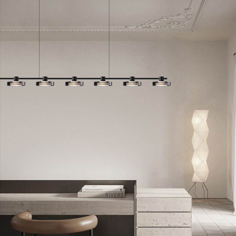 Nordic Minimalist Einfarbig Schwarz Edelstahl Acrylglas LED Insel Licht Kronleuchter 