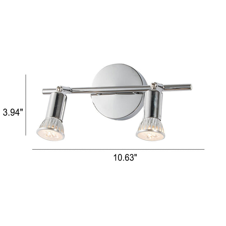 Applique murale moderne à 2 lumières en métal de couleur chrome pur pour miroir et applique murale avant 