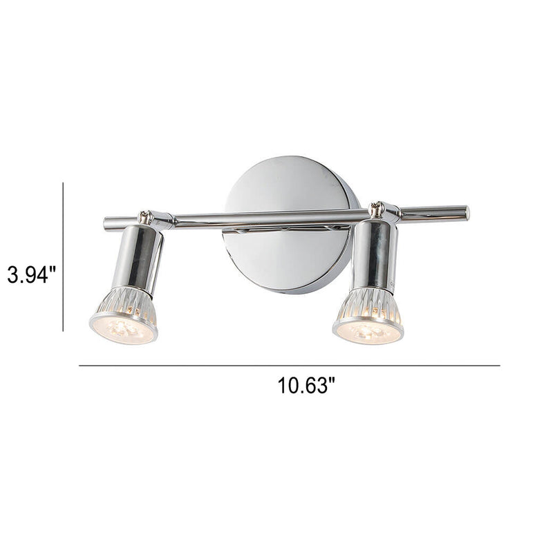 Modern Pure Chrome Color Metal 2-Light Vanity Light Mirror Front Wall Sconce Lamp