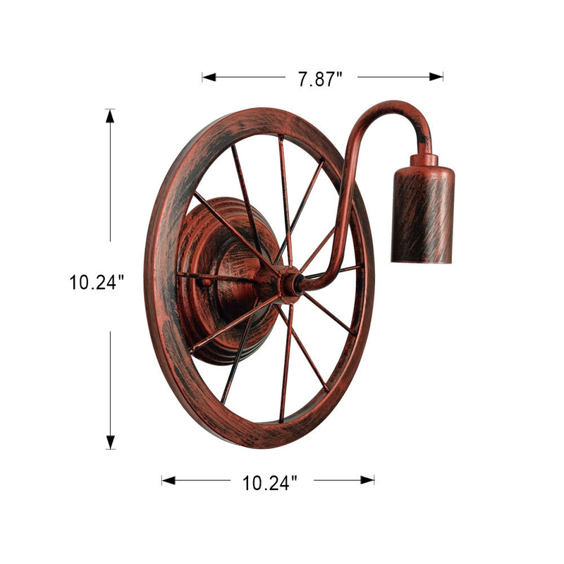 Vintage Industrial Iron Wind Wheel 1- Light Wall Sconce Lamp