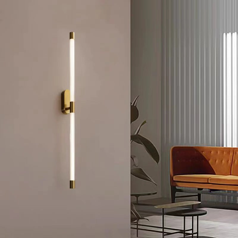 Moderne Luxus-Elektroplattierte Eisen-Geradlinige LED-Wandleuchte für Schlafzimmer 