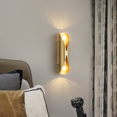 Applique murale longue et luxueuse à 2 lumières en cuivre, lumière moderne 