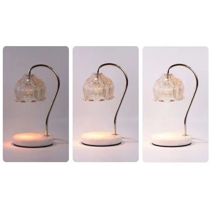 European Light Luxury Vintage Floral Marble Glass 1-Light Melting Wax Table Lamp