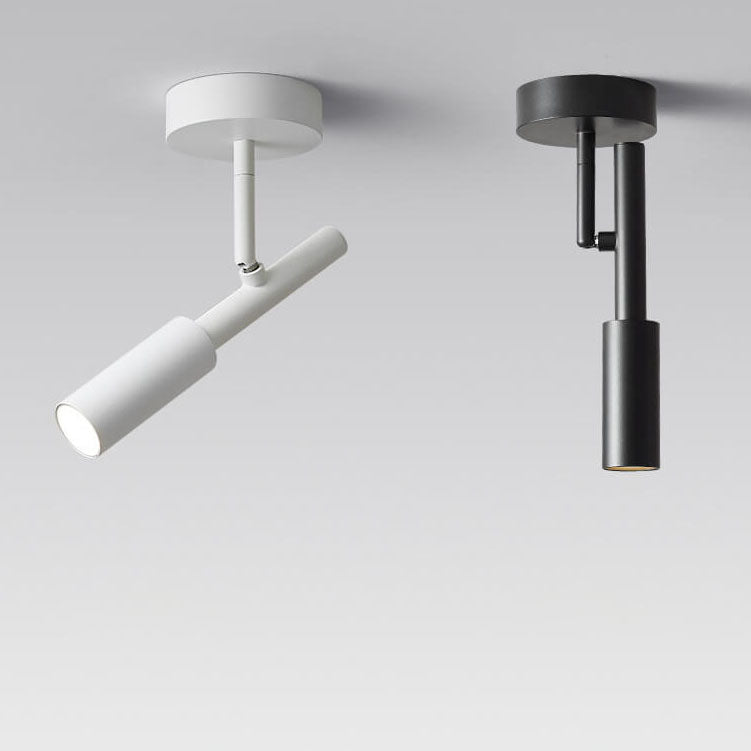 Moderner minimalistischer drehbarer LED-Deckenstrahler aus Eisen und Aluminium zur halbflachen Deckenmontage für das Wohnzimmer 