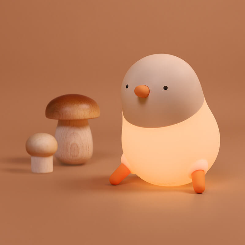 Lampe de table LED avec veilleuse en silicone créative en forme de poussin de dessin animé 