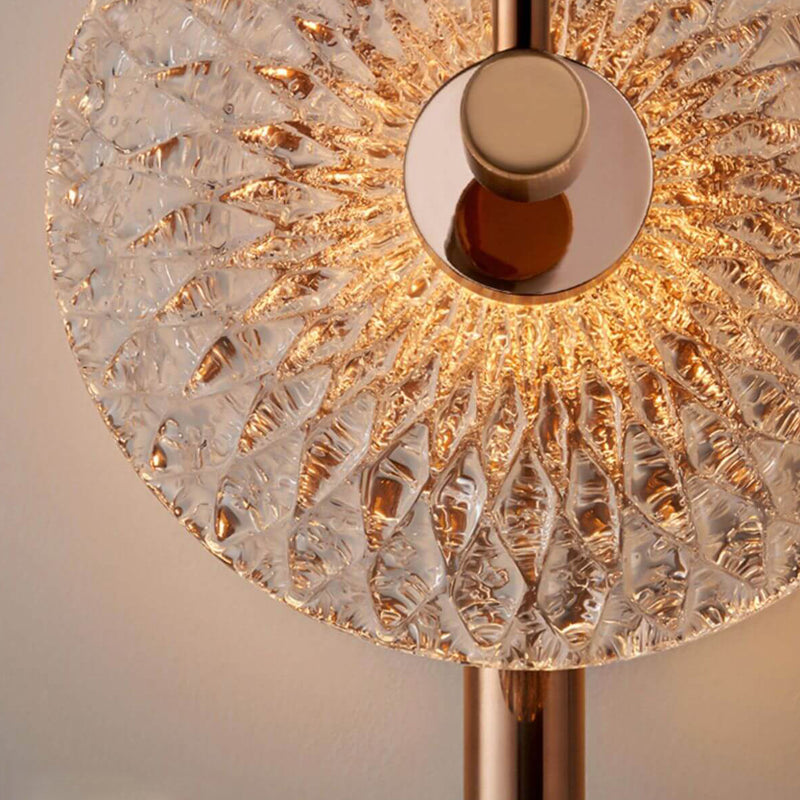 Modern Luxury Textured Glass Round Curved Arm LED Wall Sconce Lamp