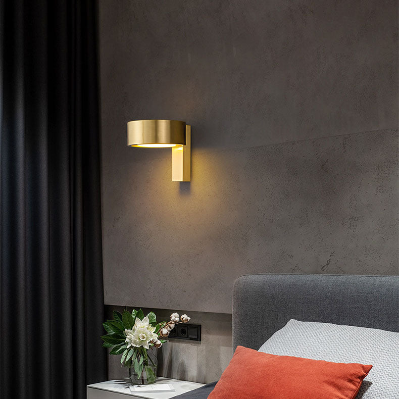 Moderne minimalistische runde Rechteck Vollkupfer Acryl LED Wandleuchte Lampe für Schlafzimmer 