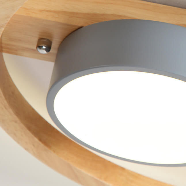 Skandinavische minimalistische Massivholz Acryl Runde LED Unterputz Deckenleuchte 