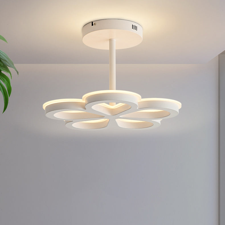 Modern Minimalist Flower Iron LED Semi-Flush Mount Light