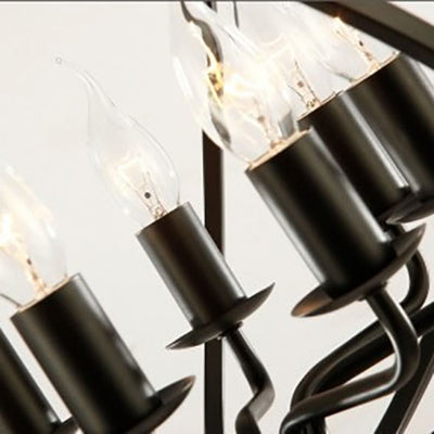 Industrial Vintage Iron Pumpkin Candle 8-Light Chandelier