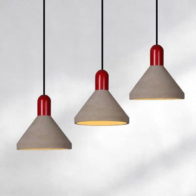 Lámpara colgante de 1 luz de cemento y madera maciza de estilo industrial 